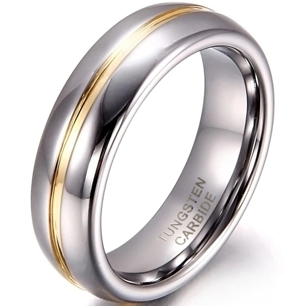 The Fabulous Bright Necklace: Elegant tungsten ring with a gold stripe, perfect for special occasions and everyday wear.
