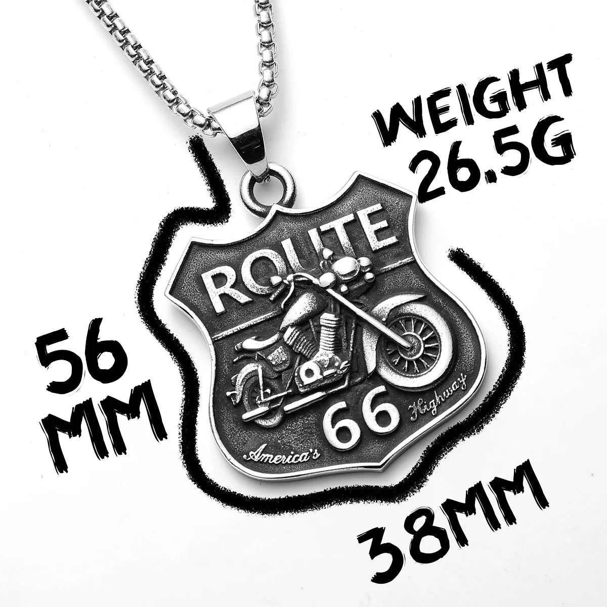 Route 66 Motorcycle Rider  Necklaces