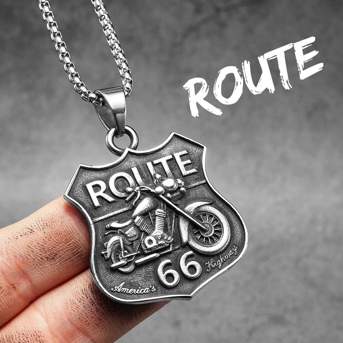 Route 66 Motorcycle Rider  Necklaces