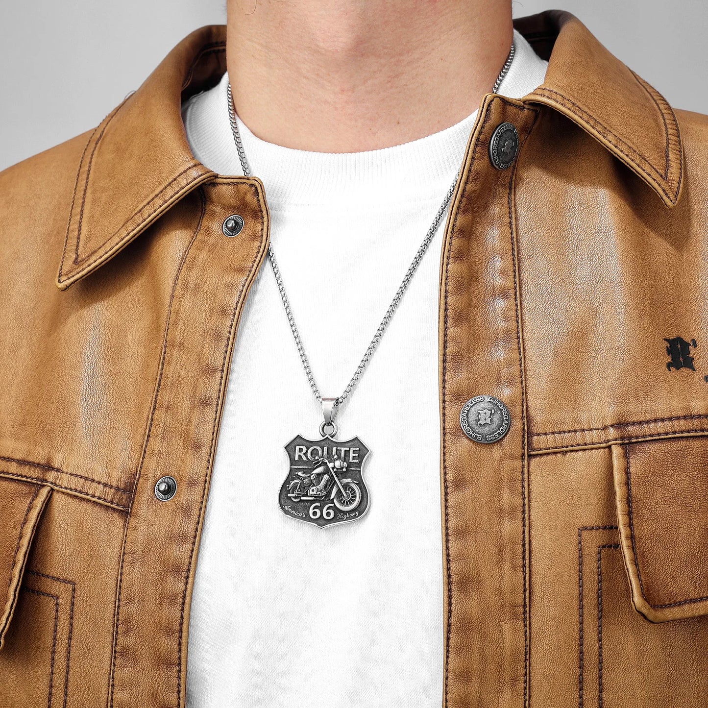 Route 66 Motorcycle Rider  Necklaces