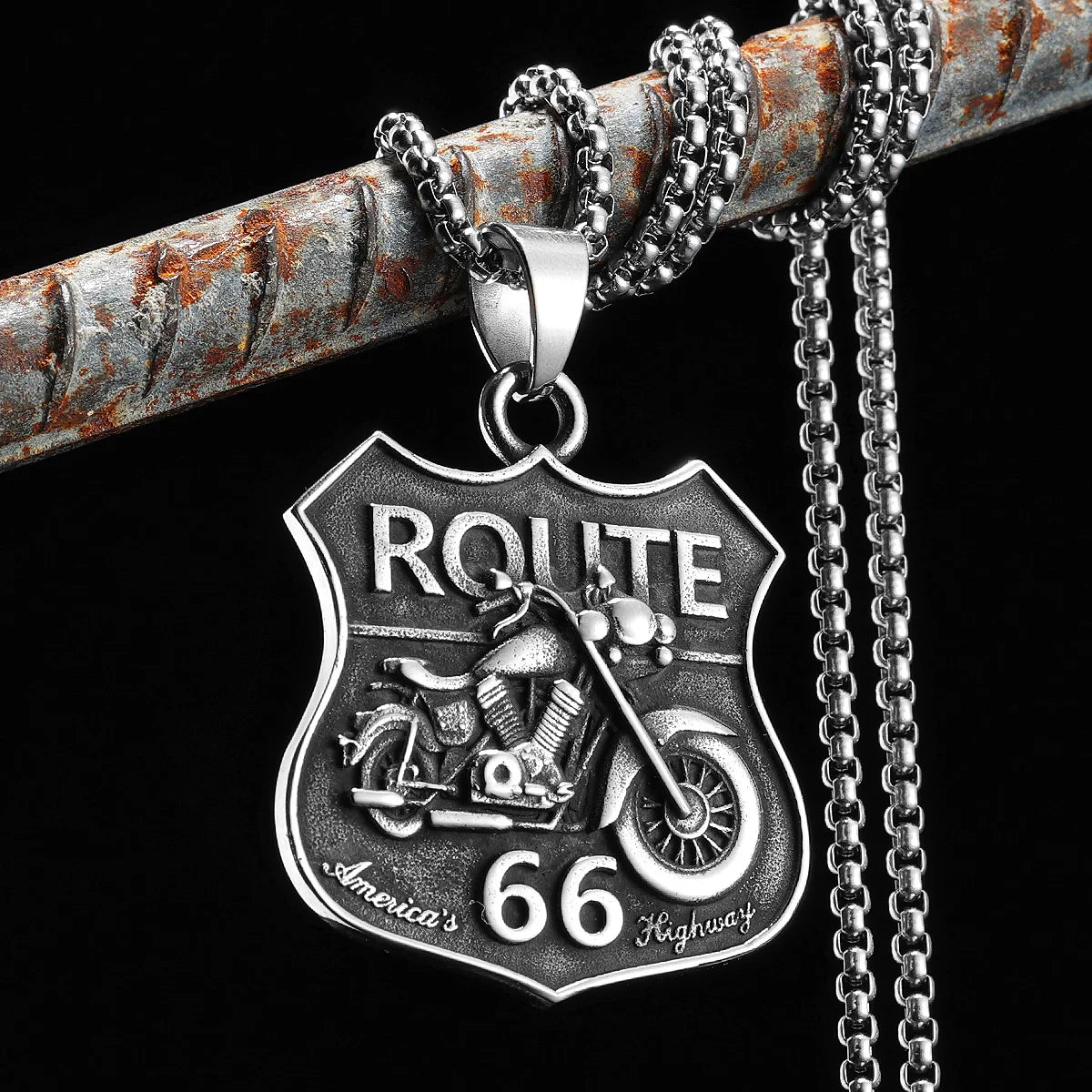 Route 66 Motorcycle Rider  Necklaces