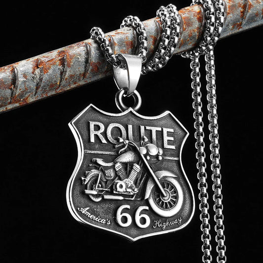 Route 66 Motorcycle Rider  Necklaces